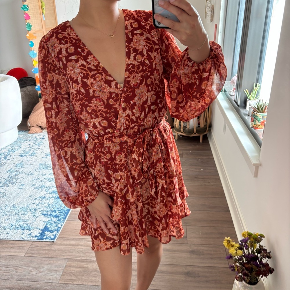 MINKPINK Rust Floral Mini Dress